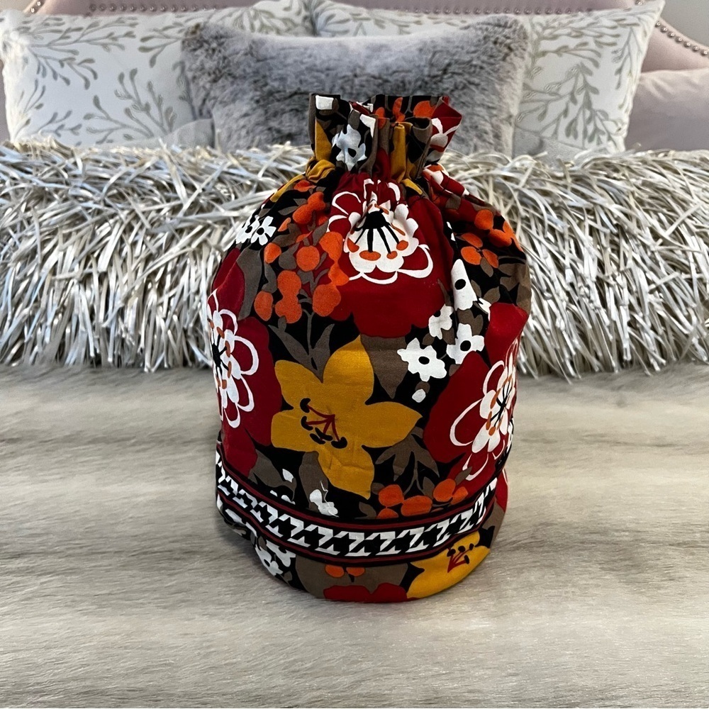 VERA BRADLEY Bittersweet 2013 Ditty Bag Drawstring Lined Yellow Brown Y2K Travel - Picture 4 of 13